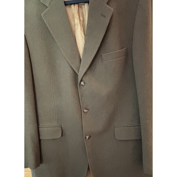 VTG Bill Blass Marshall Fields Men’s Blazer 100% Camel Hair Olive Green 44R USA - Picture 3 of 8